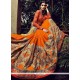 Mustard And Orange Net And Bamber Georgette Saree