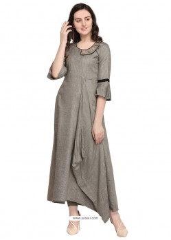 Dull Grey Rayon Slub Readymade Kurti