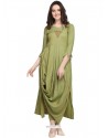 Mehendi Green Rayon Slub Readymade Kurti