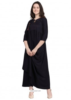 Black Rayon Slub Readymade Kurti