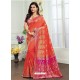 Orange Dola Silk Jacquard Worked Designer Saree