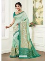 Sea Green Dola Silk Jacquard Worked Designer Saree