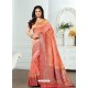 Peach Dola Silk Jacquard Worked Designer Saree