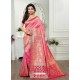 Light Pink Dola Silk Jacquard Worked Designer Saree