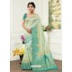 Perfect Sea Green Pink Dola Silk Jacquard Worked Designer Saree