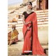 Light Red Fancy Lace Worked Saree