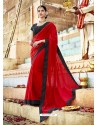 Red Fancy Lace Worked Saree