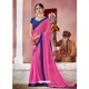 Hot Pink Fancy Lace Worked Saree