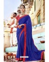 Royal Blue Fancy Lace Worked Saree