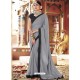 Grey Fancy Lace Worked Saree