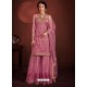 Light Pink Butterfly Net Designer Floor Length Suit