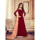 Maroon Real Georgette Embroidered Anarkali Suit