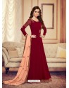 Maroon Real Georgette Embroidered Anarkali Suit