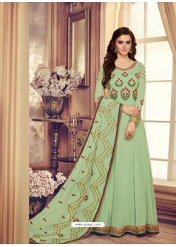Sea Green Real Georgette Embroidered Anarkali Suit