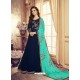 Navy Blue Real Georgette Embroidered Anarkali Suit