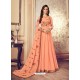 Light Orange Real Georgette Embroidered Anarkali Suit