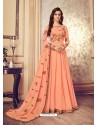 Light Orange Real Georgette Embroidered Anarkali Suit