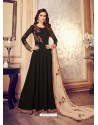 Black Real Georgette Embroidered Anarkali Suit