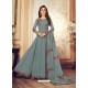 Grey Real Georgette Embroidered Anarkali Suit