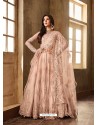 Baby Pink Net Embroidered Designer Floor Length Suit