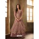 Old Rose Net Embroidered Designer Floor Length Suit