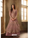 Old Rose Net Embroidered Designer Floor Length Suit