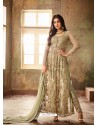 Gold Net Embroidered Designer Floor Length Suit