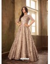 Dusty Pink Net Embroidered Designer Floor Length Suit