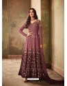 Deep Wine Georgette Embroidered Designer Floor Length Suit