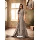 Dull Grey Net Embroidered Designer Floor Length Suit