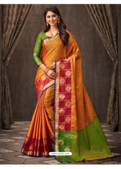 Orange Silk Designer Saree