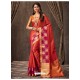 Tomato Red Silk Designer Saree