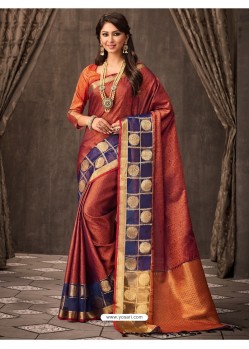 Rust Silk Designer Saree