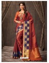 Rust Silk Designer Saree