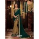 Dark Green And Beige Fancy Embroidery Work Party Wear Saree