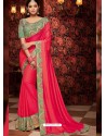 Fuchsia Fancy Embroidery Work Party Wear Saree