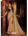 Light Beige Fancy Embroidery Work Party Wear Saree