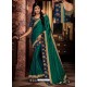 Teal Fancy Embroidery Work Party Wear Saree