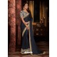 Navy Blue Fancy Embroidery Work Party Wear Saree