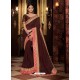Coffee Fancy Embroidery Work Party Wear Saree