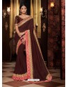Coffee Fancy Embroidery Work Party Wear Saree