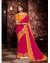 Rani Fancy Embroidery Work Party Wear Saree