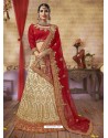 Cream Silk Satin Embroidered Lehenga Choli