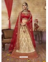 Light Beige Silk Satin Embroidered Lehenga Choli