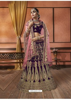 Graceful Purple Velvet Designer Lehenga Choli
