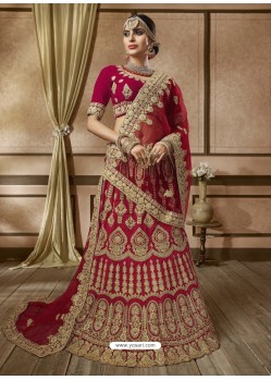 Attractive Red Velvet Designer Lehenga Choli