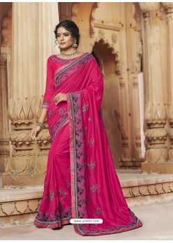 Rani Georgette Embroidered Designer Saree