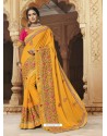 Yellow Georgette Embroidered Designer Saree