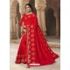 Red Georgette Embroidered Designer Saree