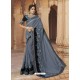 Grey Georgette Embroidered Designer Saree